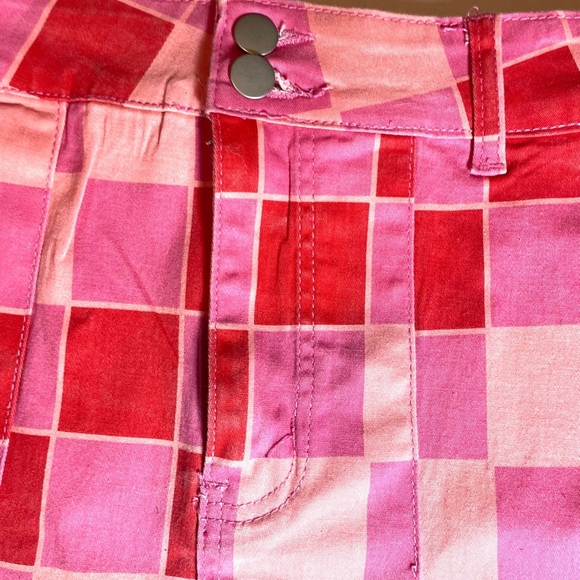 American Bazi Y2K Pink Checkerboard Pleated Mini Skirt 1X Preppy Trend - Picture 7 of 13